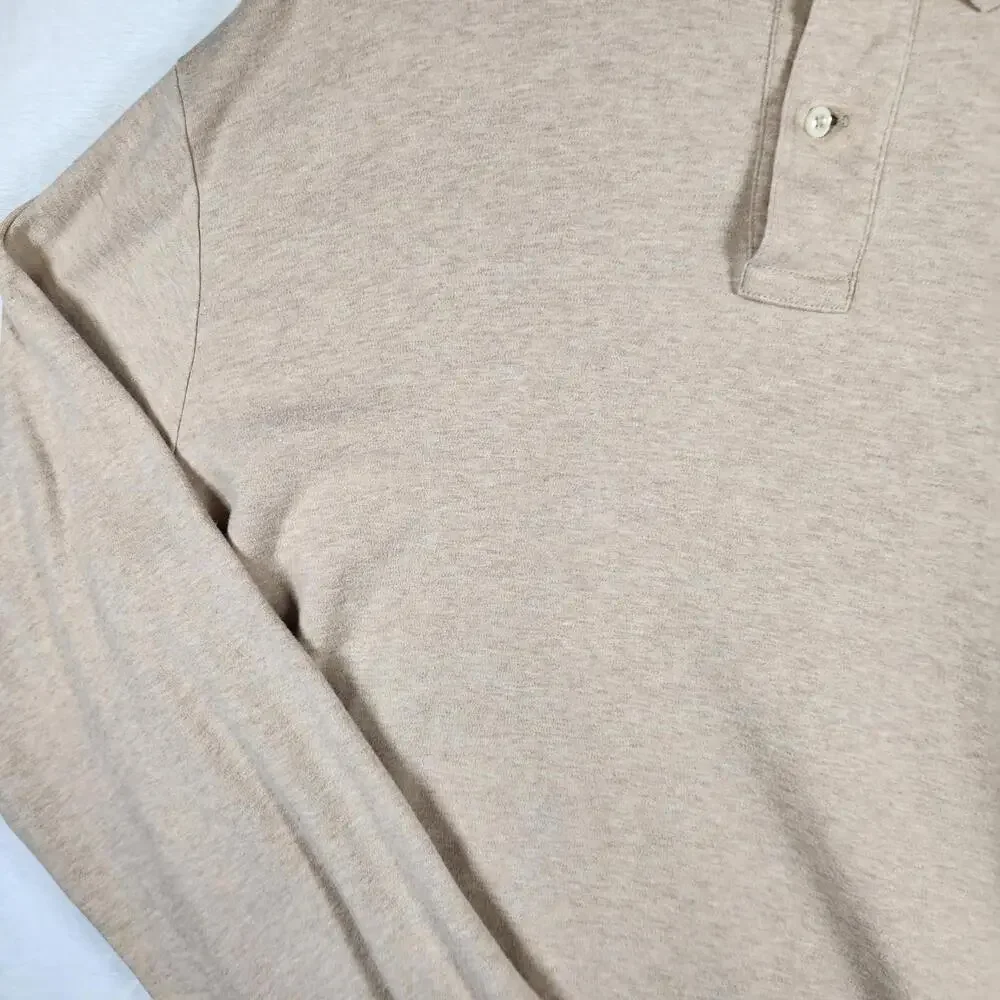 Vintage 90s Polo Ralph Lauren Long Sleeve Polo Shirt Tan Sz Large Cotton Bolivia